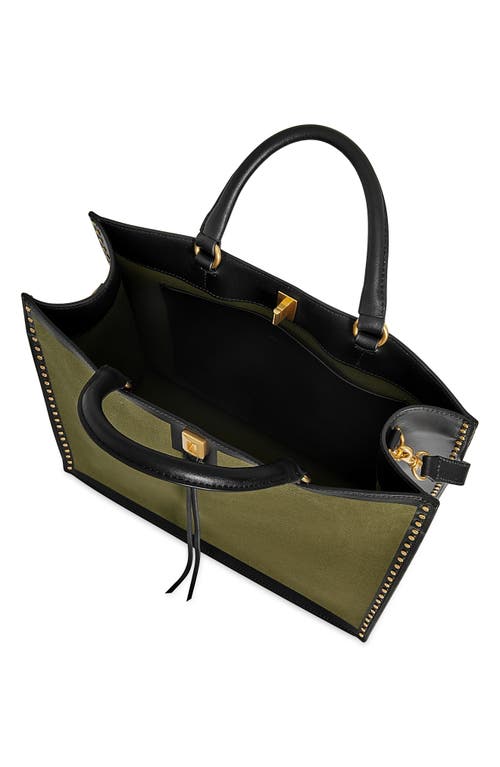 Shop Rebecca Minkoff Darren Canvas & Leather Surplus Tote In Verde