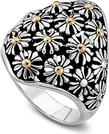 SAMUEL B. 18K Yellow Gold Sterling Silver Flower Ring