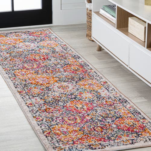 Jonathan Y Modern Persian Boho Vintage Trellis Area Rug In Ivory/navy/multi