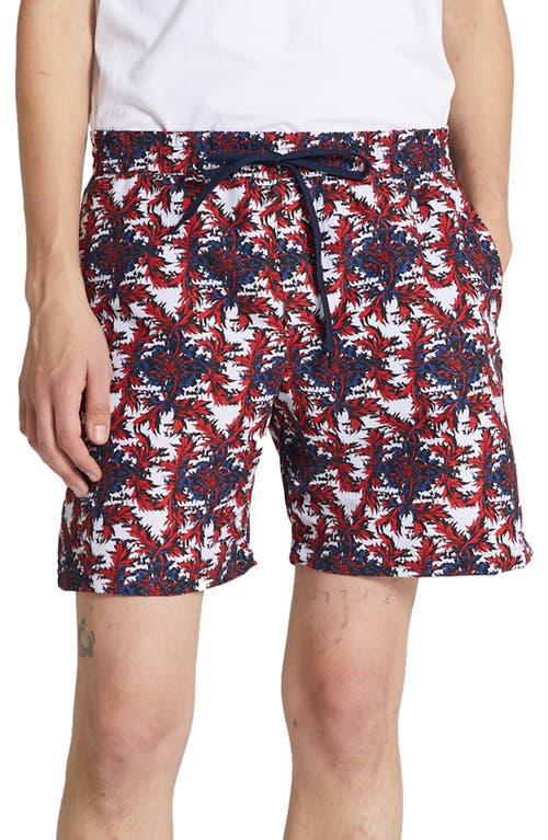 Wood Wood Roy Chateau Swim Trunks in Red Aop