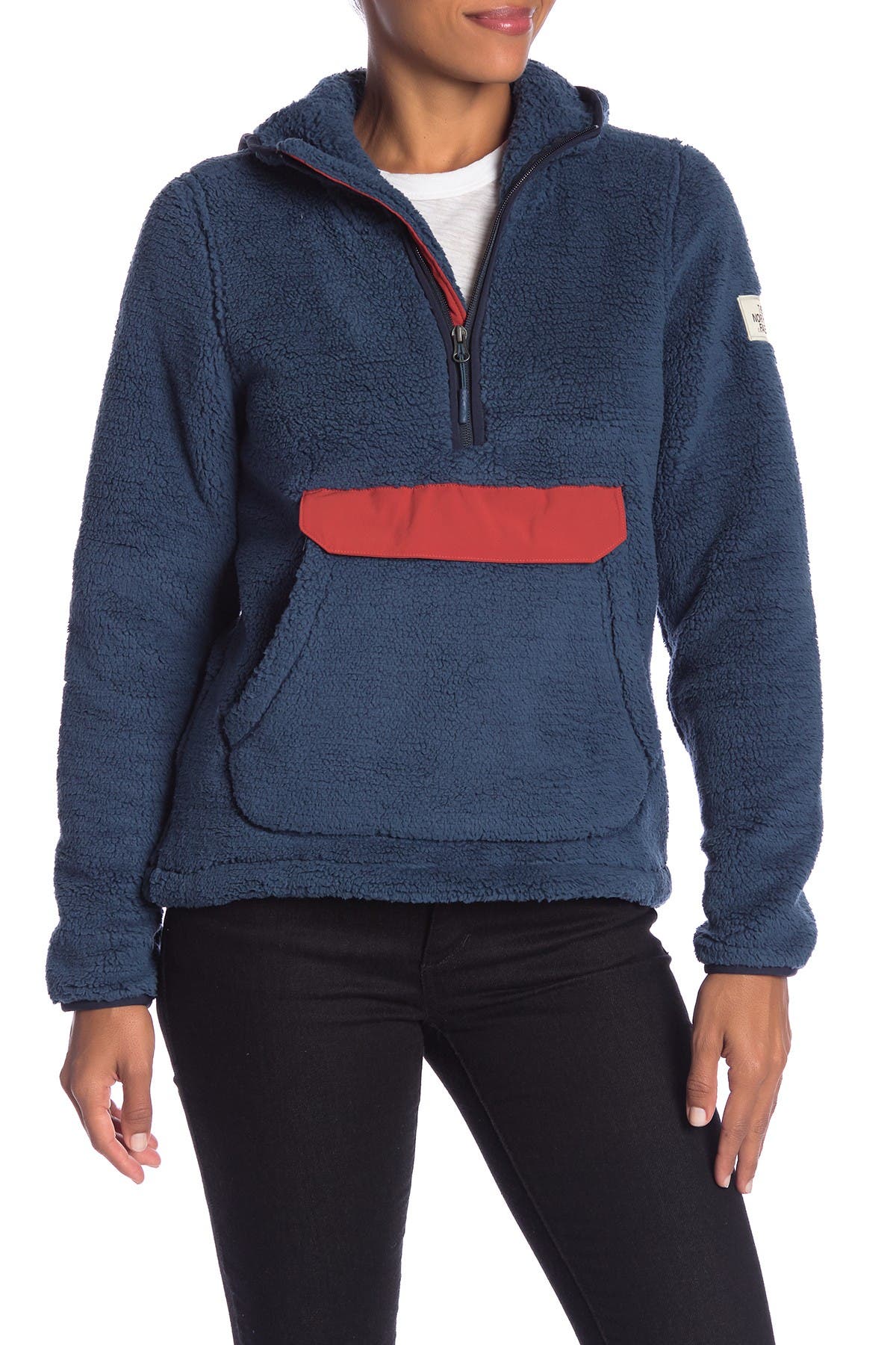 hooded half zip pullover