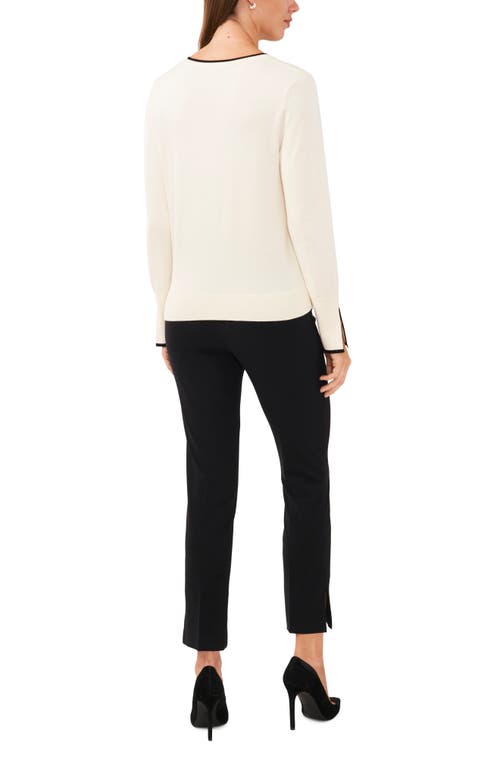 Shop Halogenr Halogen(r) Contrast Trim Sweater In Antique White/rich Black