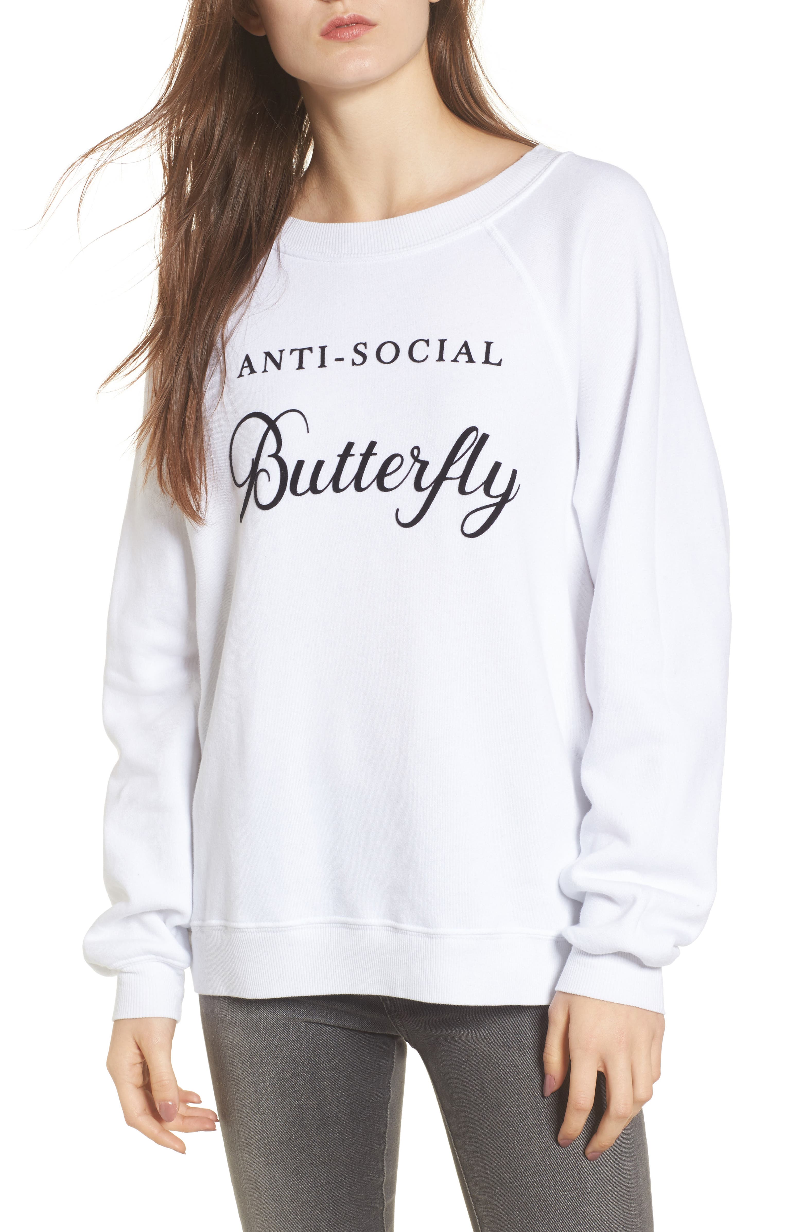 Anti social butterfly green hoodie Clearance