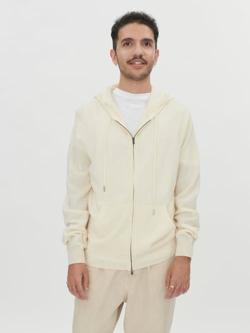Gobi Cashmere Zipper Hoodie In Marshmallow