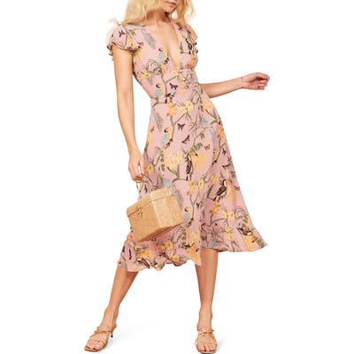 Reformation Riegan Midi Dress, Pink
