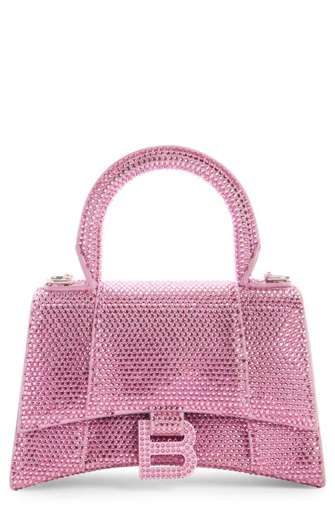 Extra Small Hourglass Crystal & Suede Top Handle Bag