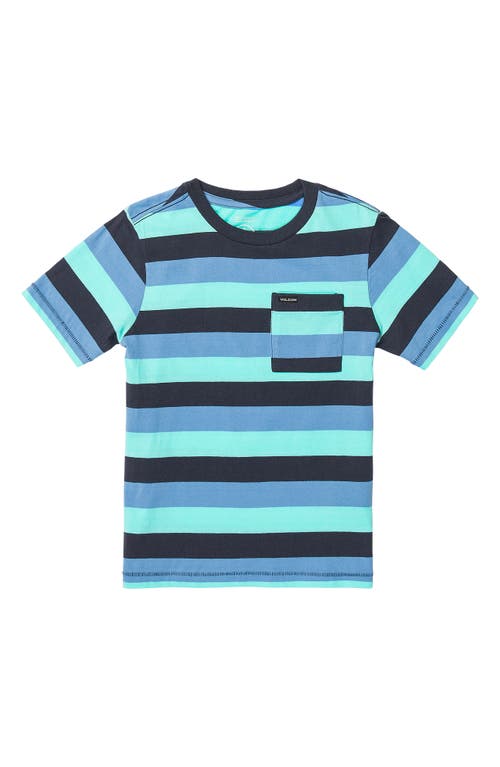 Shop Volcom Kids' Knowstone Stripe T-shirt In Blue Bird