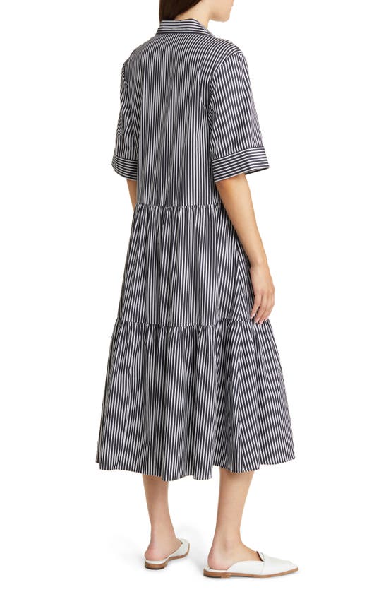 Nordstrom Tiered Shirtdress In Navy- White Samba Stripe