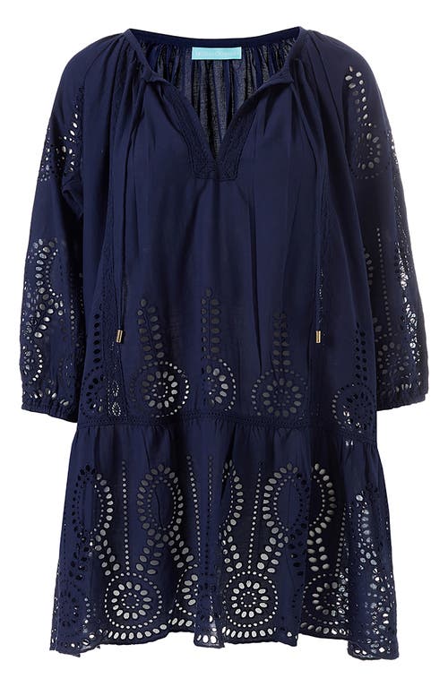 Melissa Odabash Ashley Core Broderie Anglaise Cover-up Tunic In Navy