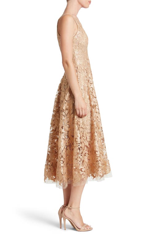 Shop Dress The Population Blair Embellished Fit & Flare Cocktail Dress In Gold/nude