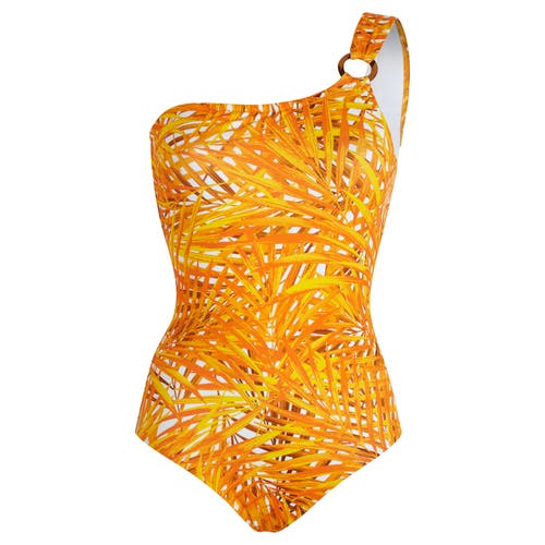 Shop Vilebrequin Palm Leaves Jersey Asymmetric One-piece In Mangue