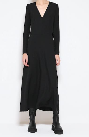 RED Valentino Long Sleeve Crepe Envers Satin Midi Dress | Nordstrom