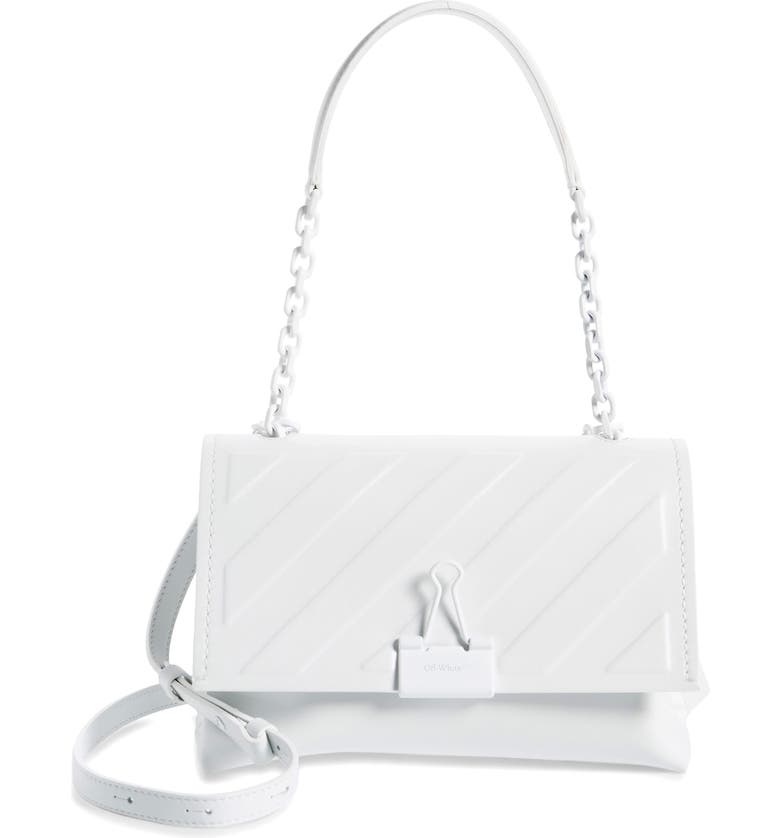 Off-White Medium Binder Clip Diagonal Embossed Leather Crossbody Bag ...