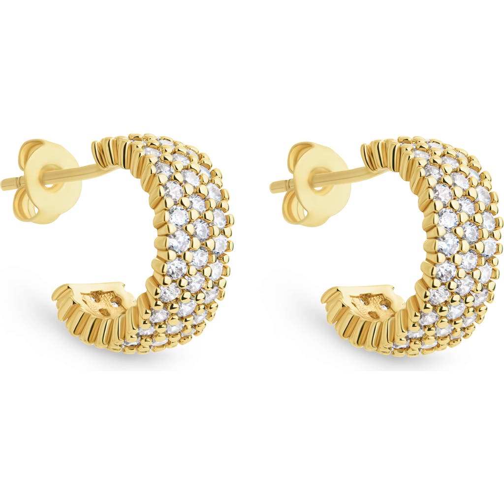 Sterling Forever Elora Pavé Cubic Zirconia Huggie Hoop Earrings In Gold/clear