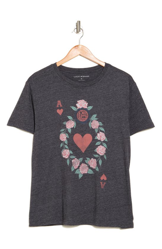 Shop Lucky Brand Ace Graphic T-shirt In Heather Grey/ Charcoal