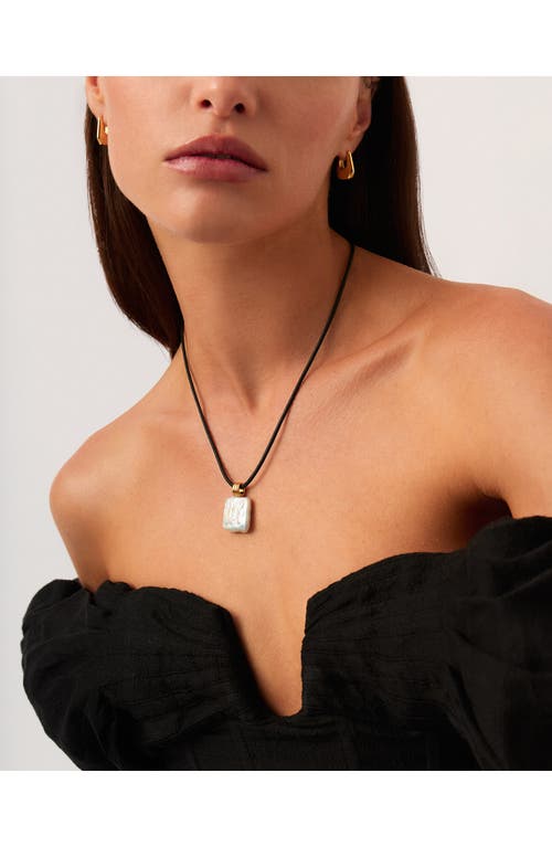 Missoma Square Freshwater Pearl Pendant Necklace In Gold