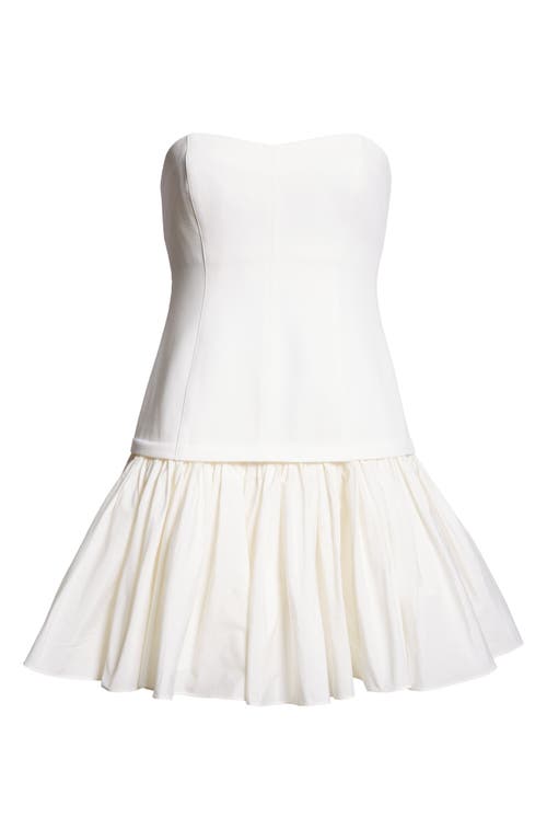 Shop Cinq À Sept Amanda Strapless Mixed Media Minidress In Ivory