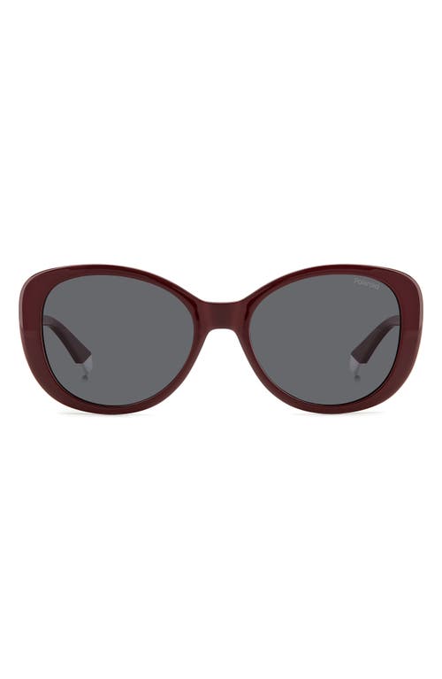 55mm Polarized Round Sunglasses in Burgundy/Gray Polarized