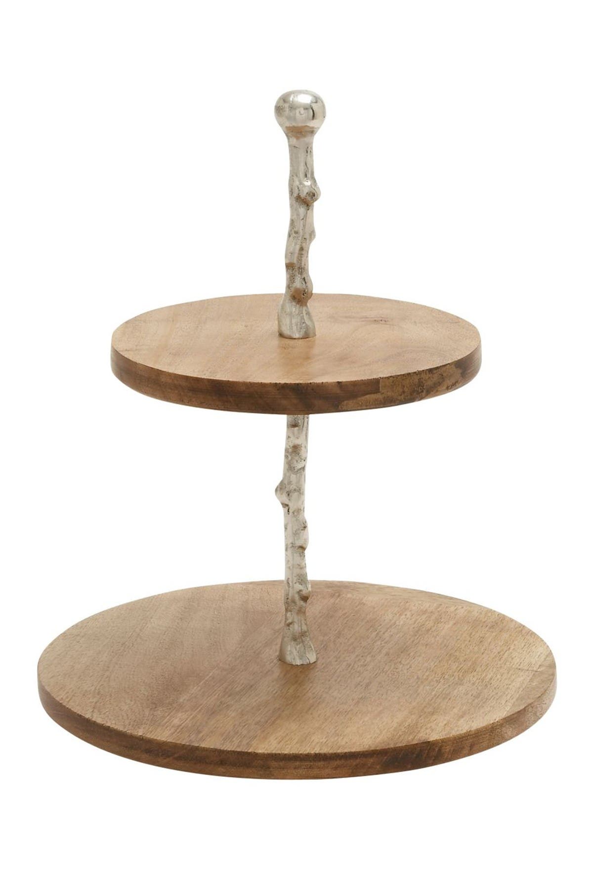 Willow Row Wood Metal 2-tier Tray