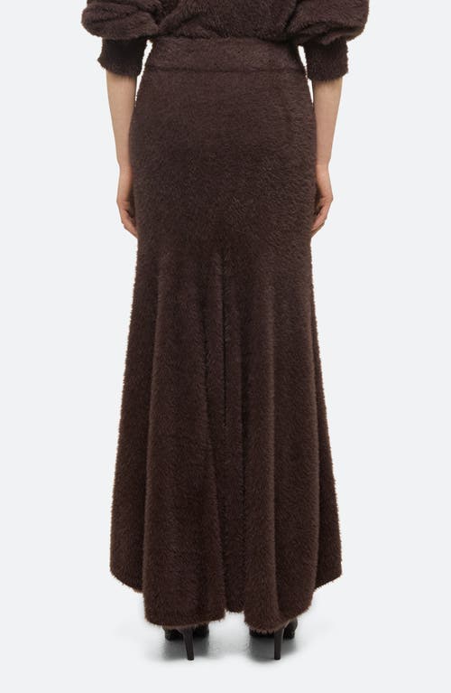 Shop Helmut Lang Grunge Pleated Eyelash Knit Maxi Skirt In Espresso - D1p