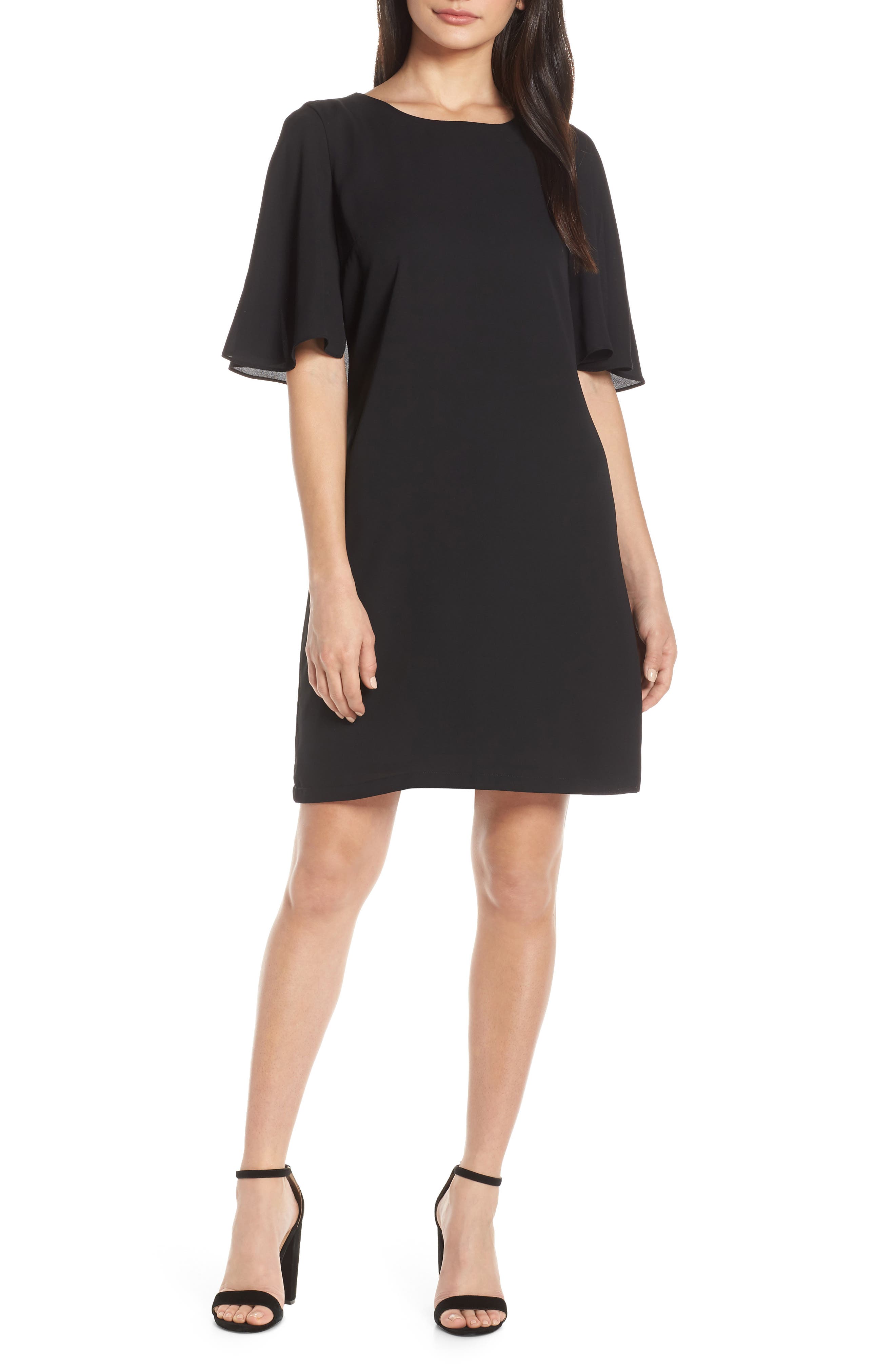 Forest Lily Cape Shift Dress, Black