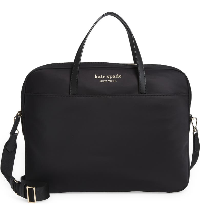 KATE SPADE NEW YORK sam universal nylon laptop bag, Main, color, BLACK