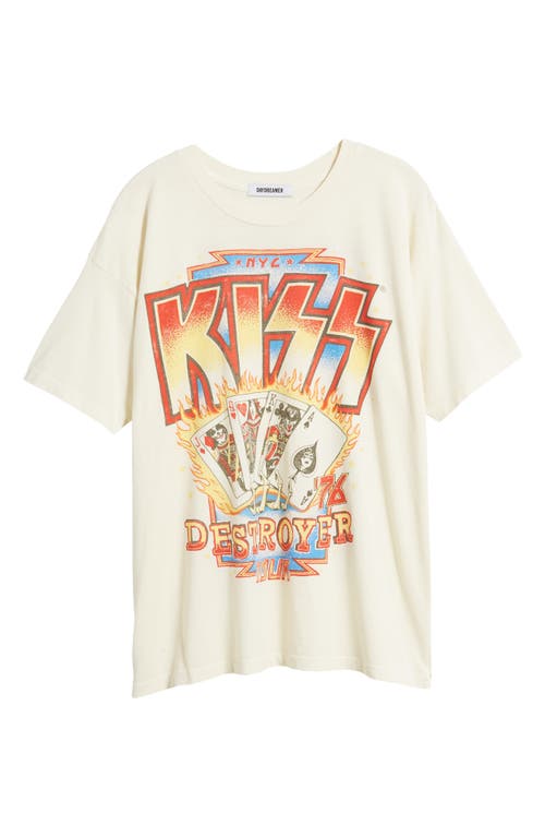 Shop Daydreamer Kiss Destroyer Cotton Graphic T-shirt In Stone Vintage