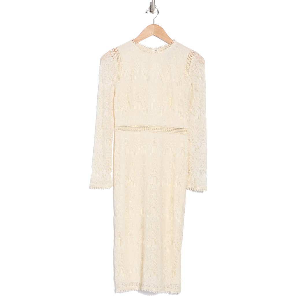 By Design Lace Long Sleeve Midi Dress In Antique White