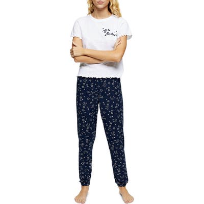 Topshop Embroidered Pajamas, Blue