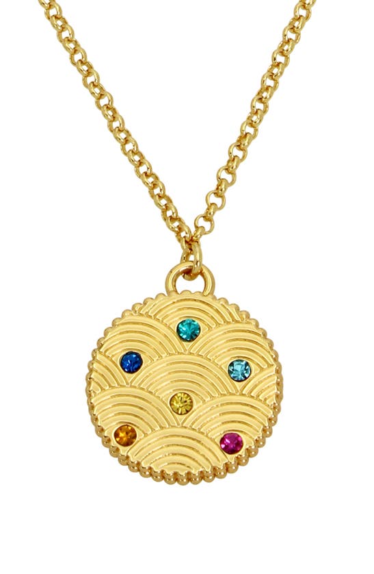 Shop Kurt Geiger London Southbank Coin Pendant Necklace In Gold Multi