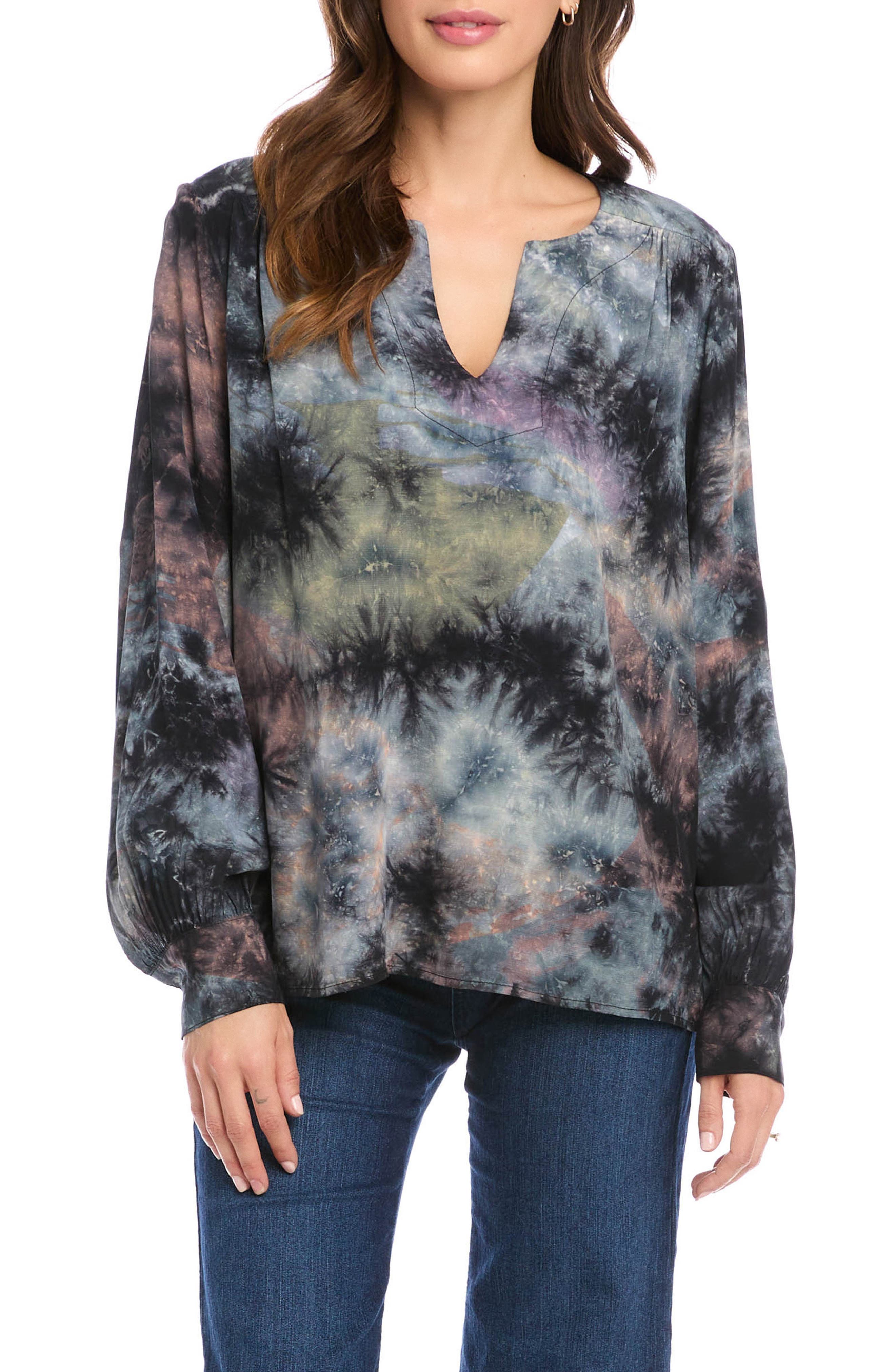 Women's Tie Dye Top Tunic Yoga Poncho Cover Up Butterfly Style Sleeveless Blouse 