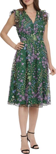 Maggy London Floral Embroidered Tulle Dress | Nordstrom