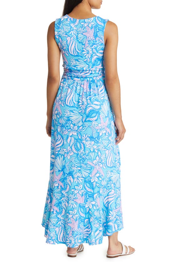 Lilly Pulitzer Floral High-low Maxi Dress In Amalfi Blue Sound The 