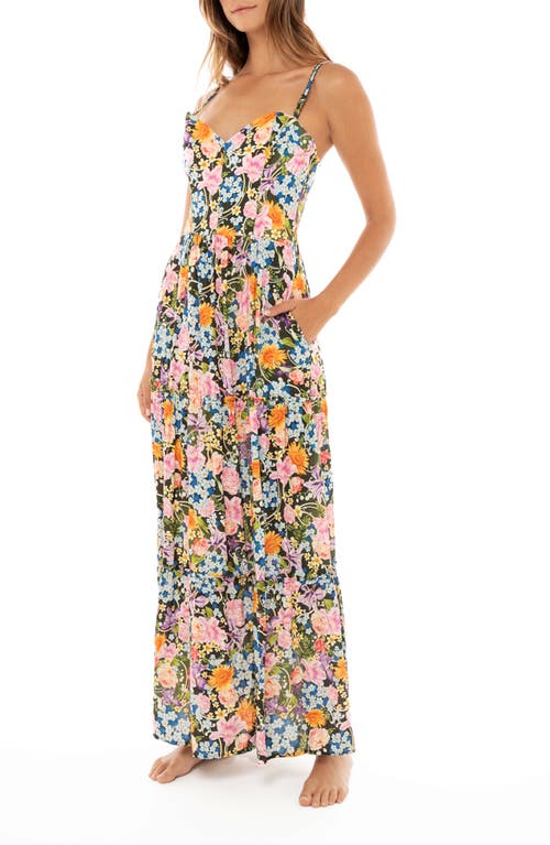 Shop Agua Bendita Suzie Dreamn Floral Cover-up Maxi Dress In Black Multi