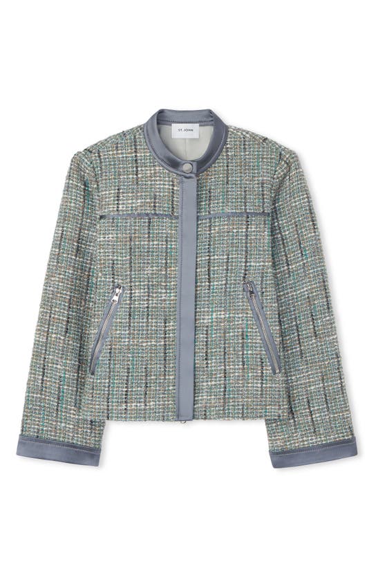 Shop St John St. John Collection Metallic Tweed Jacket In Slate Multi