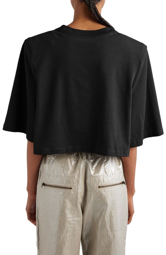 Shop Isabel Marant Zaely Shoulder Pad Crop Cotton T-shirt In Black