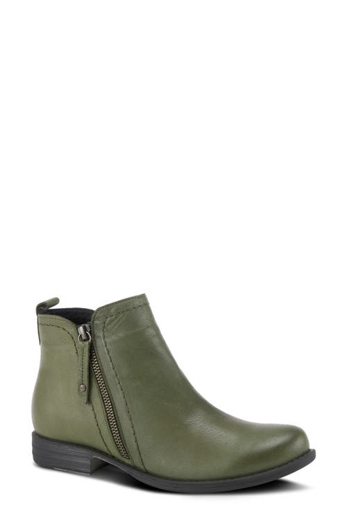 Shop Spring Step Oziel Bootie In Olive Green Leather