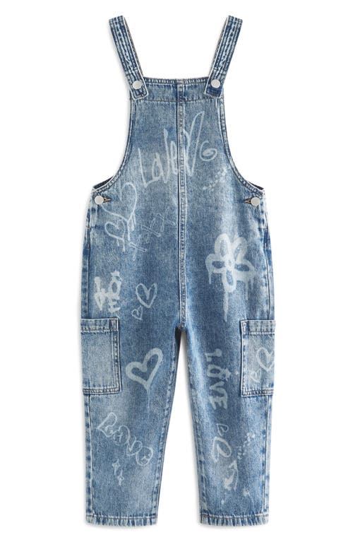 Next Kids' Grafitti Print Denim Overalls In Blue