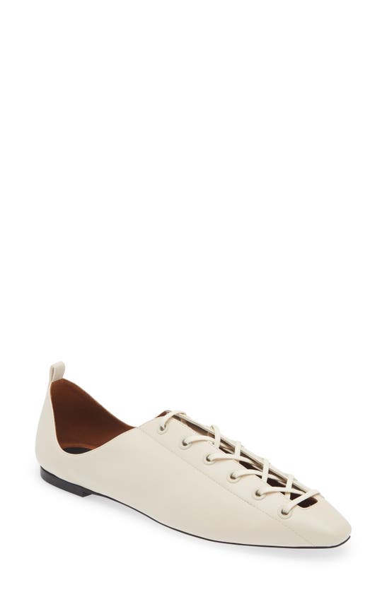 Shop Stella Mccartney Terra Lace-up Ballerina Flat In Greggio