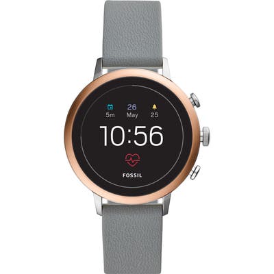 Fossil Q Venture Hr Leather Strap Smart Watch, 40Mm