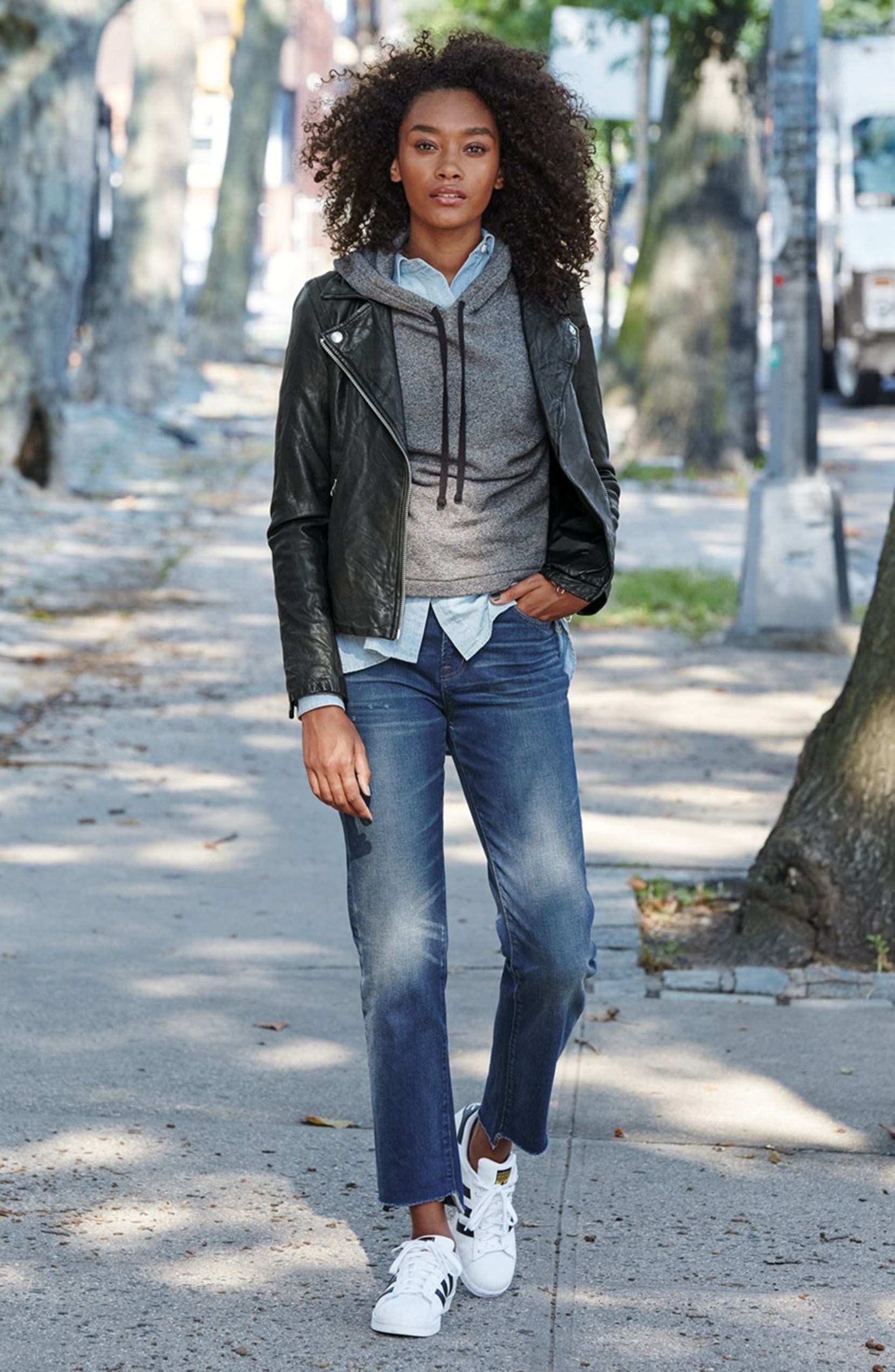 Washed Leather Moto Jacket