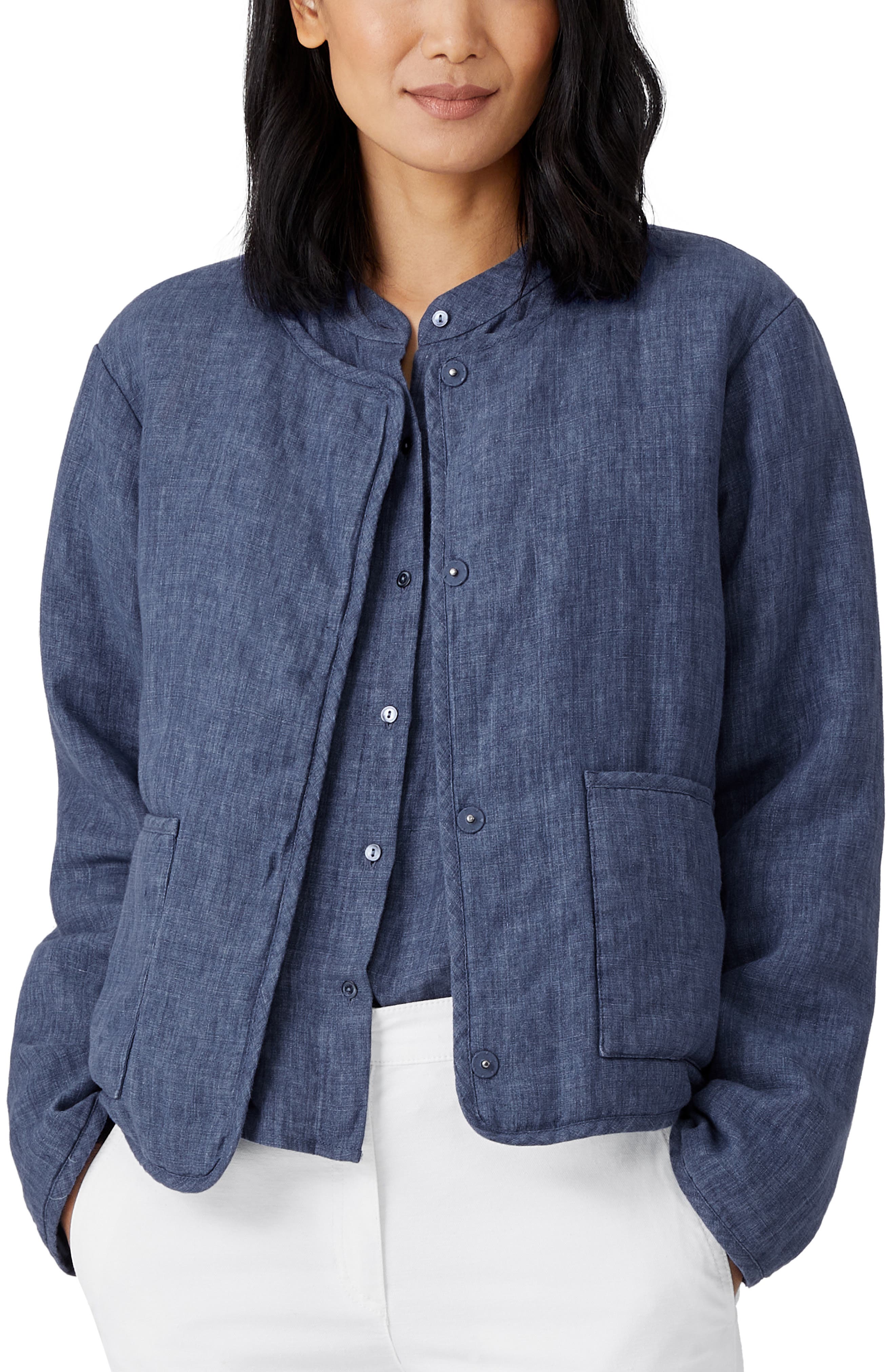 grey linen jacket womens