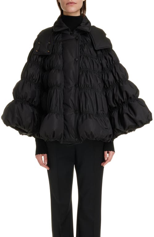 Chloé Quilted Bubble Hooded Down Puffer Coat in Black
