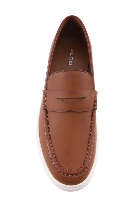 Shop Aldo Zayne Penny Loafer In Tan Synthetic Smooth