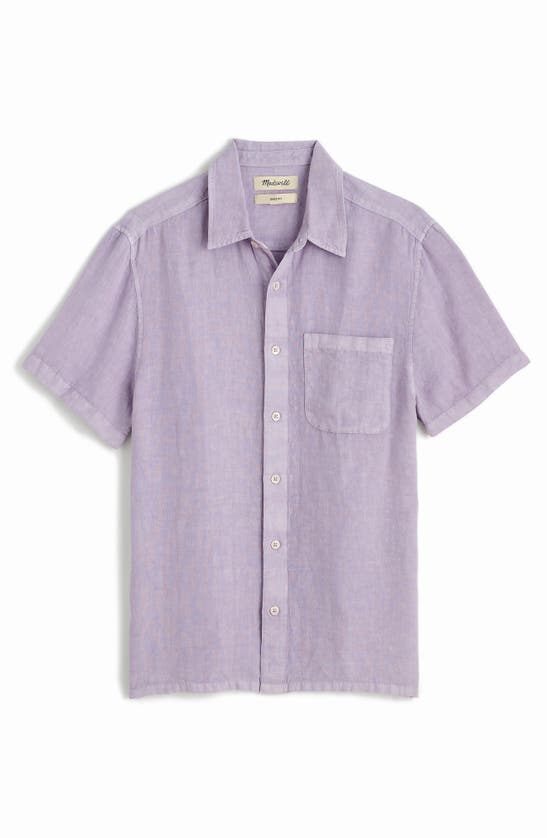 Shop Madewell Easy Linen Short-sleeve Button-up Shirt In Violet Haze