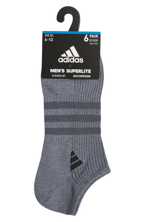 Adidas Originals Adidas 6-pack Superlite Super No-show Performance Socks In Onix Grey/black
