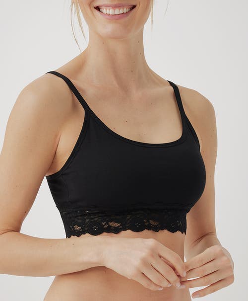 Shop Pact Organic Cotton Lace Smooth Cup Bralette In Black