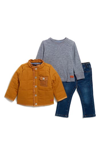7 For All Mankind Quilted Jacket, Top & Jeans Set In Cognac
