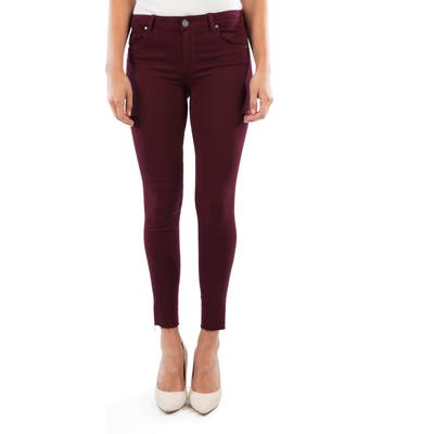 Kut From The Kloth Donna High Waist Raw Hem Ankle Skinny Jeans, Burgundy