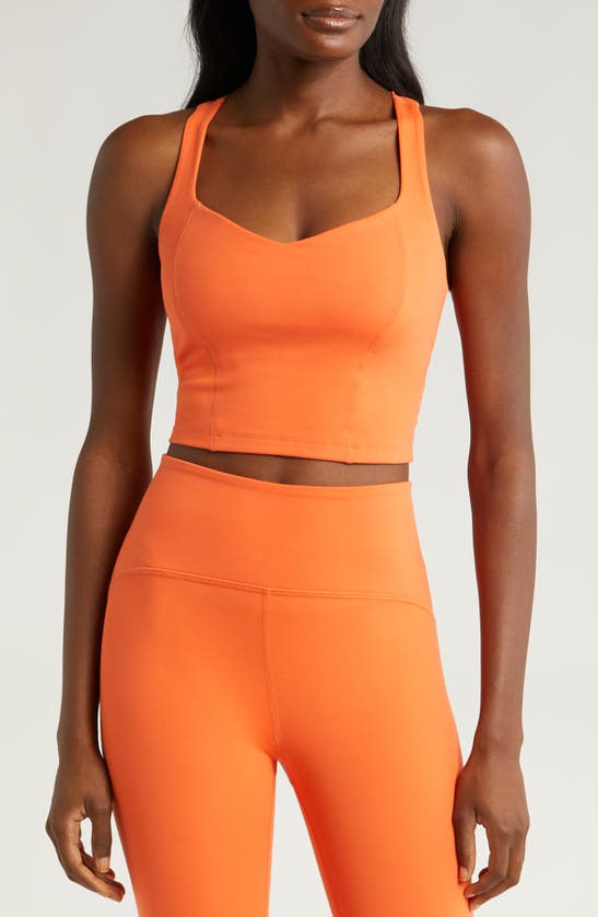 Shop Beyond Yoga Powerbeyond Intensity Crop Tank In Sunset Orange